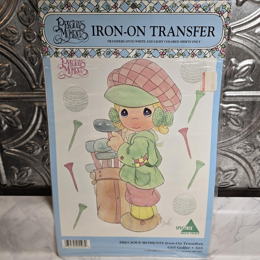 Vtg 1993 Precious Moments Iron-On Transfer Design - Girl Golfer #503 NEW
